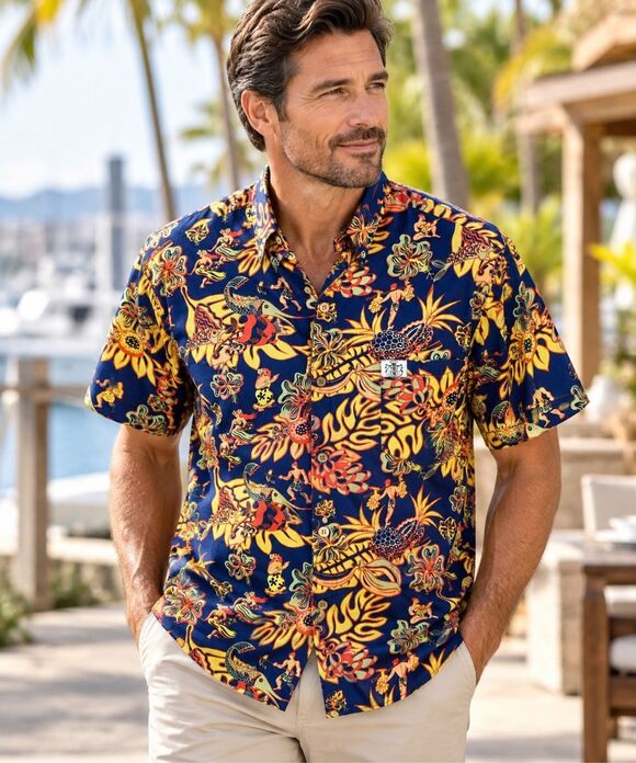 Duke Kahanamoku Other - Duke Kahanamoku Hawaiian Aloha Shirt Retro Tiki Hula Tropical Print L/XL